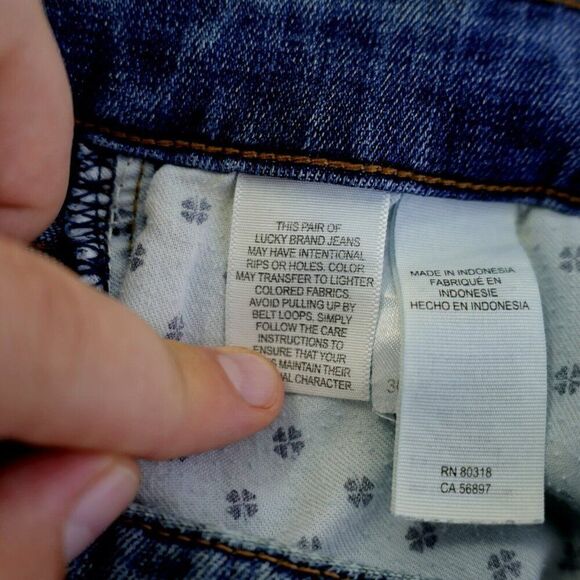 Lucky Brand 383 Straight Blue Jeans 37/32 Stone Wash Whiskering Mid Rise Tag 36 - Picture 8 of 13